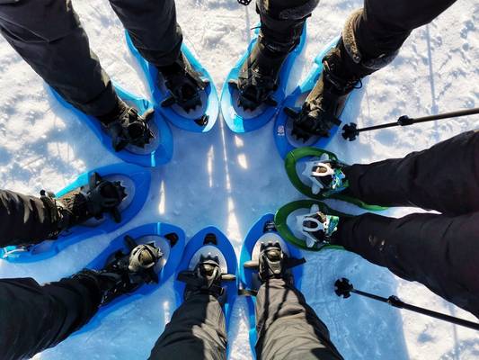 На снегоступах — к замерзшим водопадам (из Зарайска)